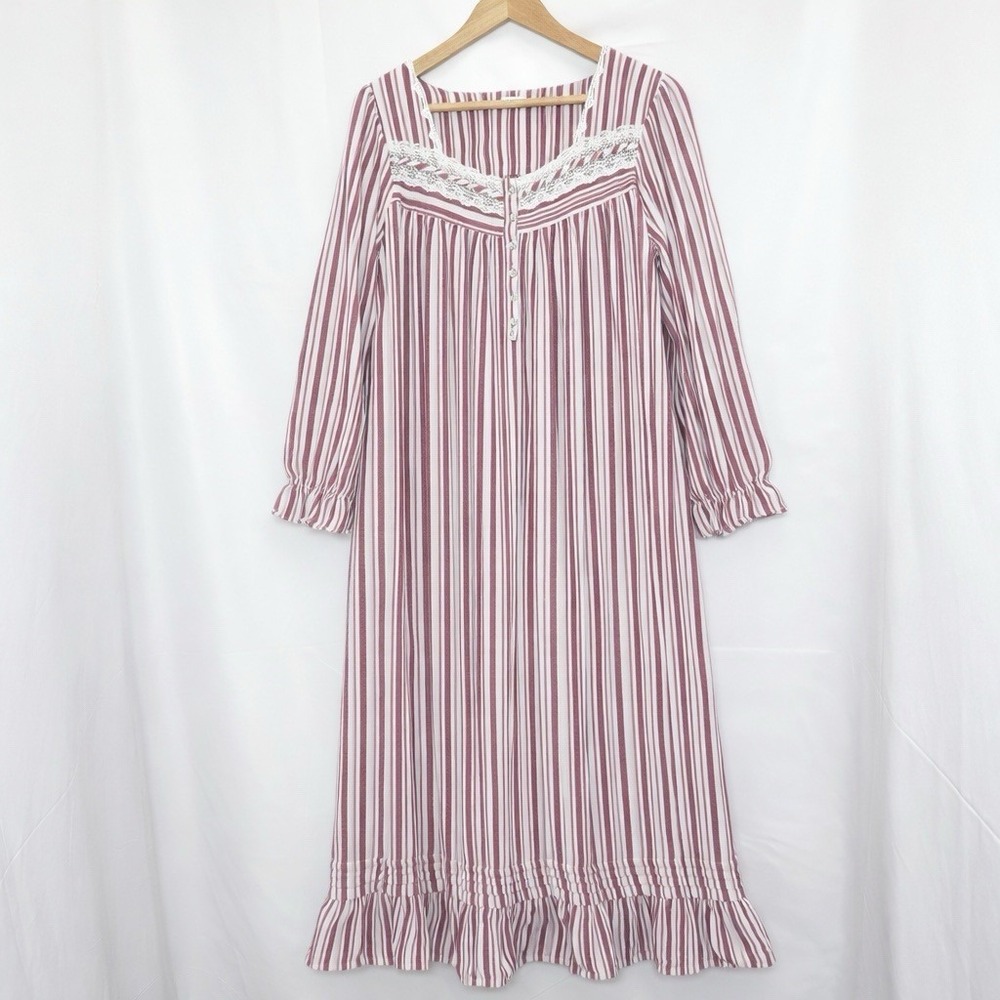 Eileen West Brushed Cotton Blend Waltz Nightgown S Ballet Hearth Stripe Modest